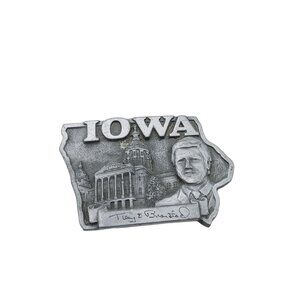 Terry Bradstand Belt Buckle Iowa Governor, Premium Specialty Co Vintage Pewter